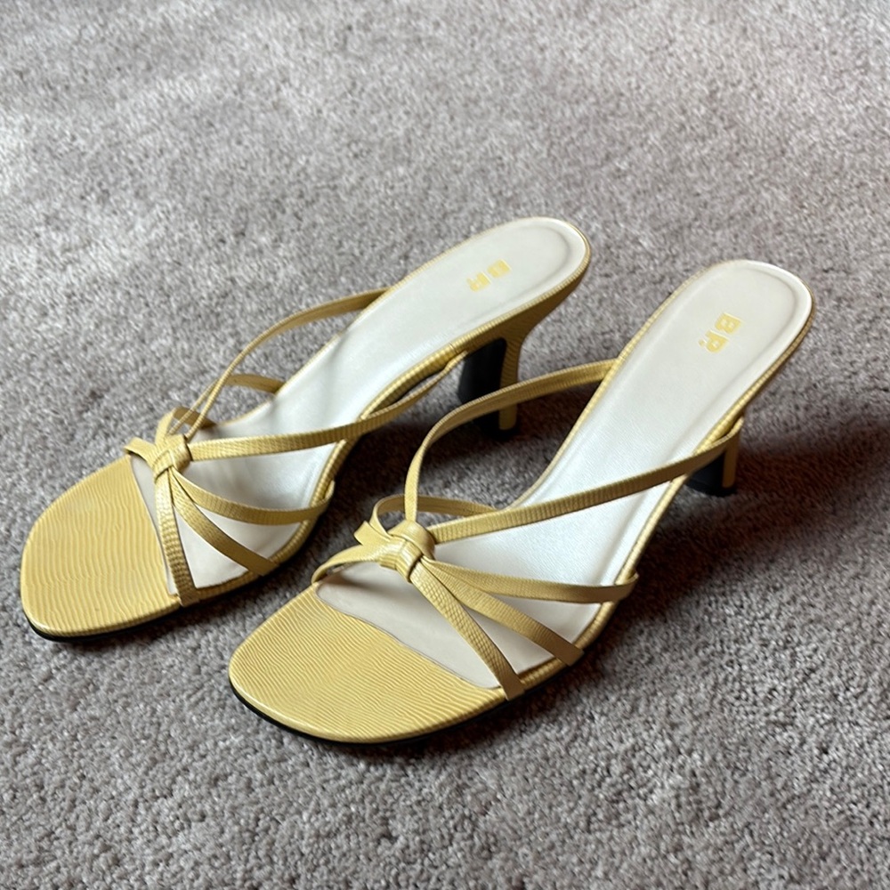 BP Yellow Kitten Heel Sandals